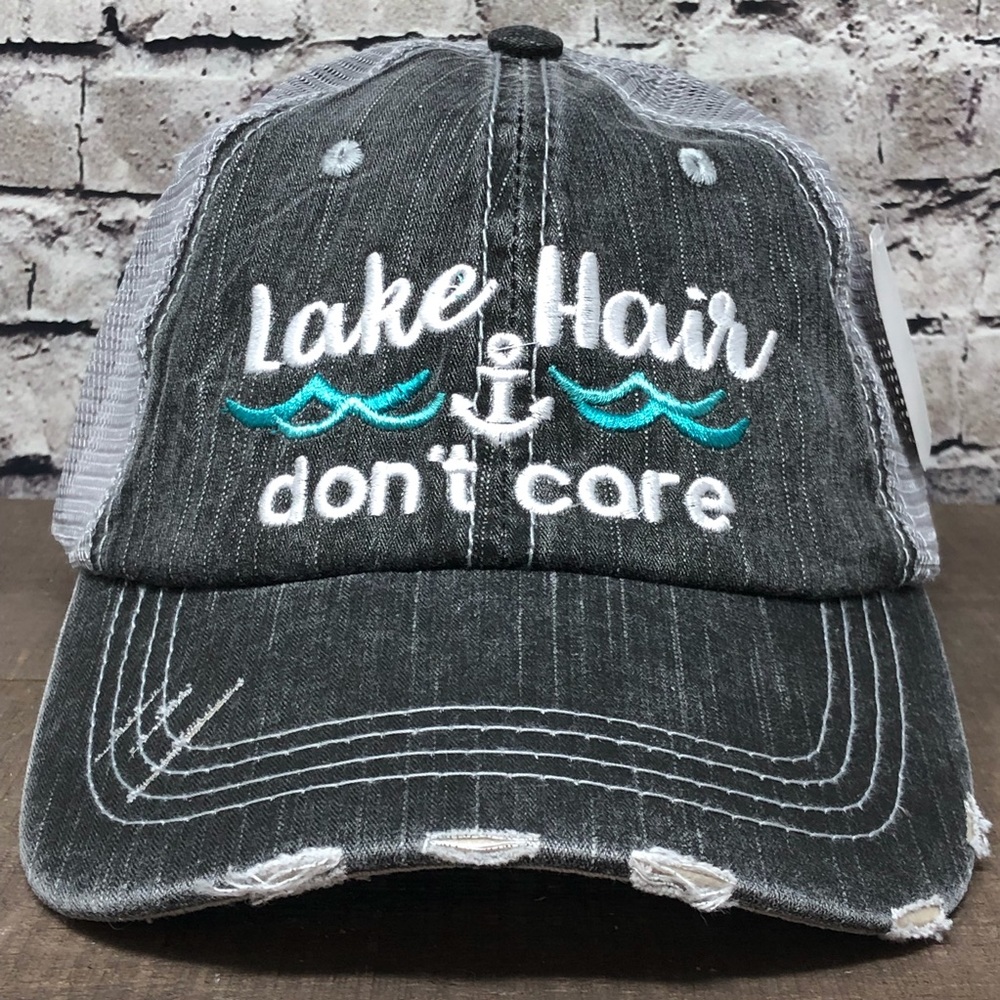 "Lake Hair Don’t Care" Embroidered/Distressed Cap